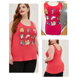 Torrid Disney Dogs‎ Graphic Super Soft Swing Tank Top Lady Tramp Pongo Jock 2X